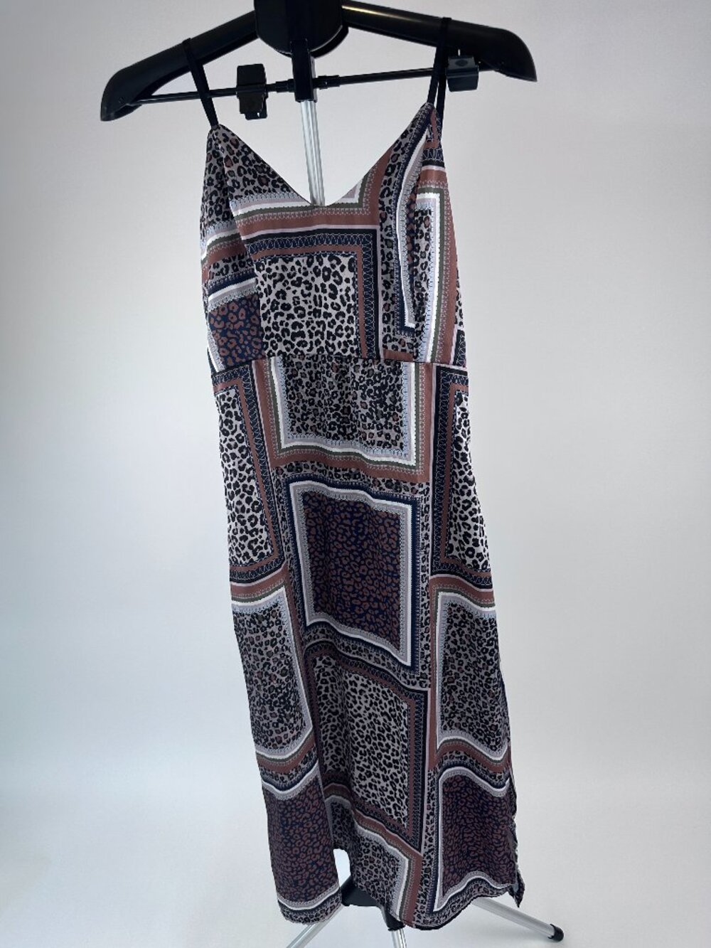 Boohoo Leopard Print Midi Slip Dress Size 12 Spaghetti Strap